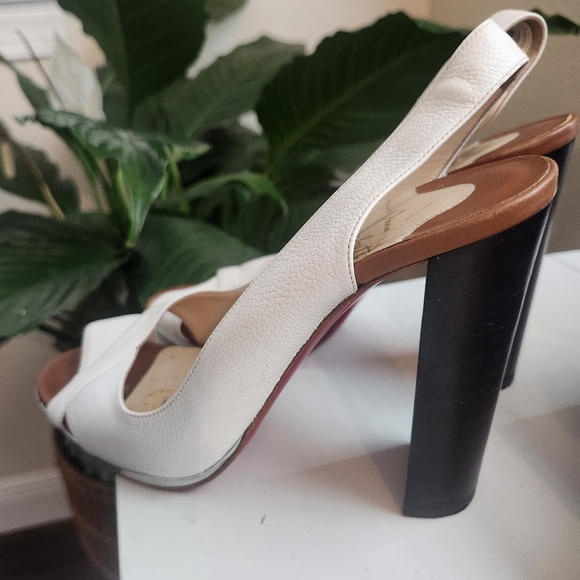 Christian Louboutin White Slingback Heels - Picture 1 of 1